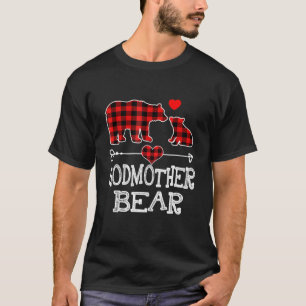 Camiseta Madrinha Bear Natal Pajama Xadrez Vermelha Buffalo