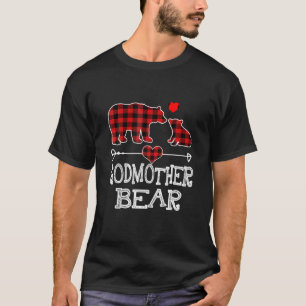 Camiseta Madrinha Bear Natal Pajama Xadrez Vermelha Buffalo