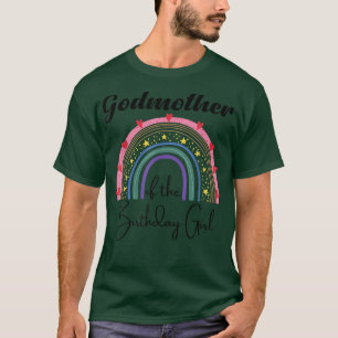 Camiseta Madrinha da Garota de Aniversário Rainbow Boho Bir