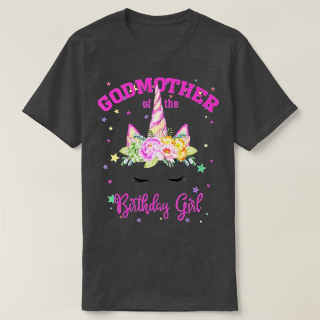 Camiseta Madrinha da Garota de Aniversário! Unicorn Lashes  (Frente do Design)