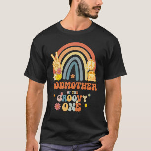 Camiseta Madrinha Da Groovy One Rainbow Boho Aniversário