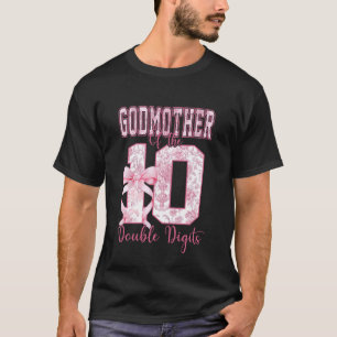 Camiseta Madrinha da Menina de 10 Anos de Idade Rosa Coquet