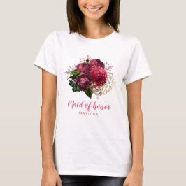 Camiseta Madrinha de casamento floral de rosa de ouro elega