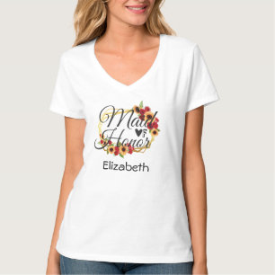 Camiseta Madrinha de casamento Girassóis Rosas Floral Prese