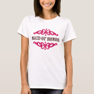 Camiseta Madrinha de casamento (Rosa Quente e Castanho Choc
