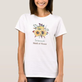 Camiseta Madrinha de casamento Rústica de Girassol ou Bride