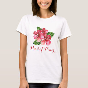 Camiseta Madrinha de casamento Tropical Red Hibiscus