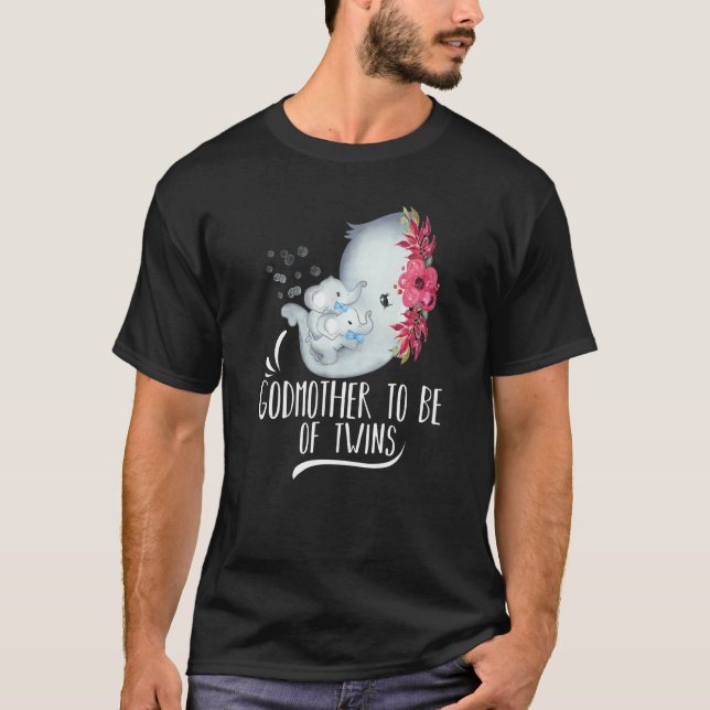 Camiseta Madrinha Para Ser De Gêmeos Bebês Elefante B (Frente)