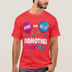 Camiseta Madrinha rosa ou azul-balão Madrinha te ama Sexo