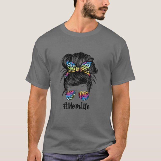 Camiseta Mãe A Vida Sangrou Rainbow Colorida Leopardo Impre (Frente)