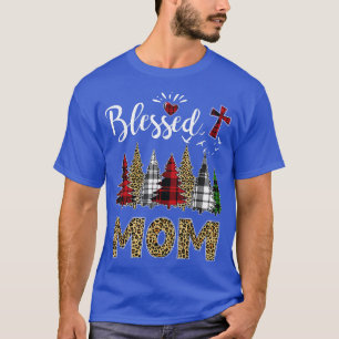 Camiseta Mãe Abençoada Cruzando Árvores de Natal Xadrez Leo