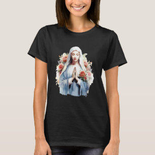 Camiseta Mãe Abençoada Maria Mãe de Jesus Rosas Nossa Senho