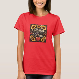 Camiseta Mãe abençoada Sunflower Hearts Dia de as mães T-sh