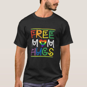 Camiseta Mãe Abraça Presentes LGBT No Coração Arco-Íris Par