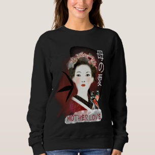Camiseta Mãe ama Japonês Tradicional Geisha Cute Red B