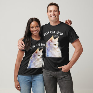Camiseta Mãe amante de gatos Foto laranja