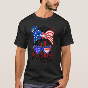 Camiseta Mãe Americana A Vida Mensageira Bun Óculos Solares