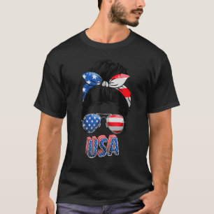 Camiseta Mãe Americana A Vida Mensageira Mulher 4 De Julho