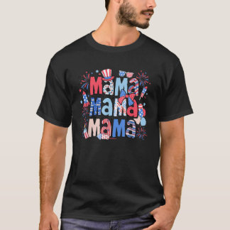 Camiseta Mãe Americana Feliz Dia 4 De Julho Mãe Bandeira Am
