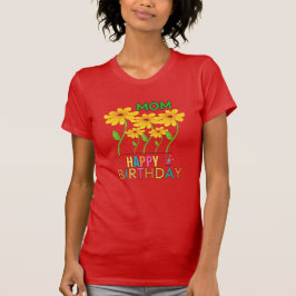 Camiseta Mãe Aniversário-Mãe-Flores-Personalizada