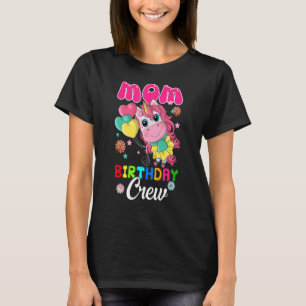 Camiseta Mãe Aniversário Tripulação Cute Unicorn Flores Cor