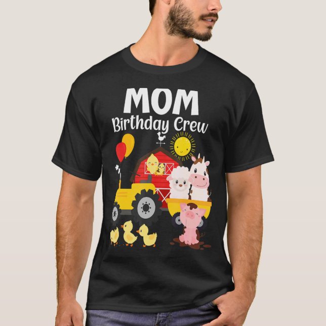 Camiseta Mãe Aniversário Tripulante Trator Barnyard Farm An (Frente)