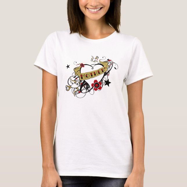 Camiseta Mãe artística urbana coração coroado ilustrado (Frente)