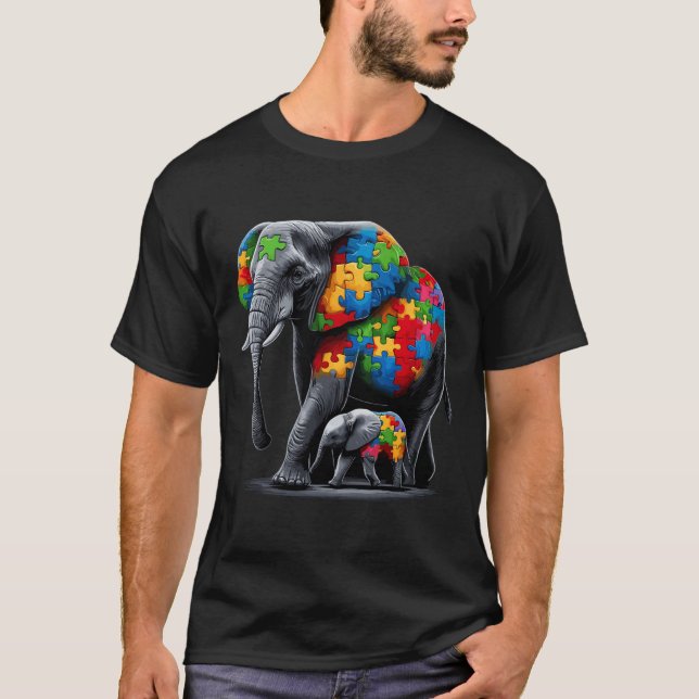 Camiseta Mãe Autismo Conscientização Autismo Elefante  (Frente)