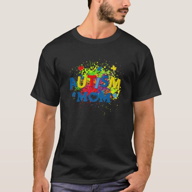 Camiseta Mãe Autismo Mãe Girassol Peça do Quebra-cabeça Aut (Frente)