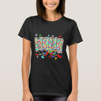 Camiseta Mãe autista mama leopardo xadrez peça de quebra-ca