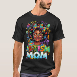 Camiseta Mãe Autista Mulheres Negras Coque Desarrumado Cons
