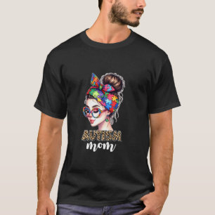 Camiseta Mãe autista vestindo bandana de quebra-cabeça Cons