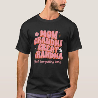 Camiseta Mãe Avó Excelente Vovó Mulher Retrora Groovy