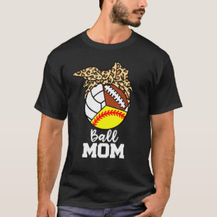 Camiseta Mãe Ball Softball Futebol Leopardo de Voleibol M