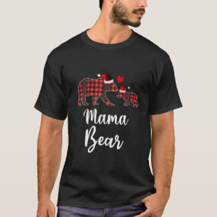 Camiseta Mãe Bear Buffalo Red Xadrez Natal Família Pajama