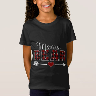 Camiseta Mãe Bear Buffalo Xadrez Seta Coração Mãe Natal