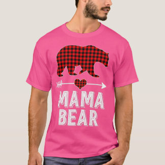Camiseta Mãe Bear Natal Pajama Red Buffalo Família de Xadre
