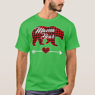 Camiseta Mãe Bear Natal Pajama Red Buffalo Família de Xadre