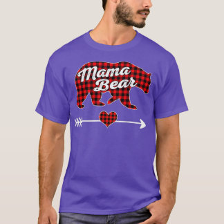 Camiseta Mãe Bear Natal Pajama Red Buffalo Família de Xadre