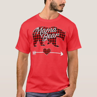 Camiseta Mãe Bear Natal Pajama Red Buffalo Família de Xadre