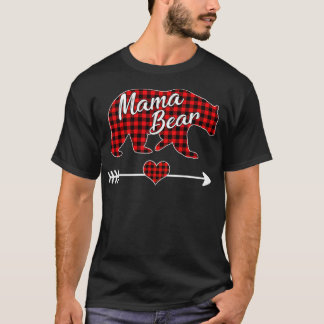 Camiseta Mãe Bear Natal Pajama Red Buffalo Família de Xadre