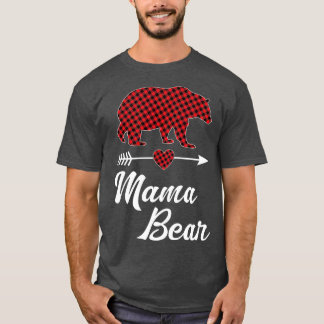 Camiseta Mãe Bear Natal Pajama Red Buffalo Família de Xadre