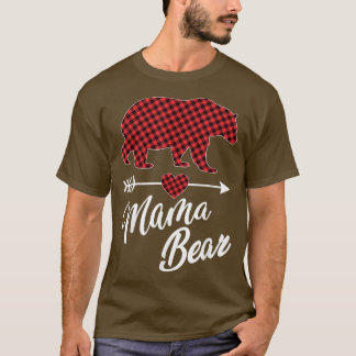Camiseta Mãe Bear Natal Pajama Red Buffalo Família de Xadre