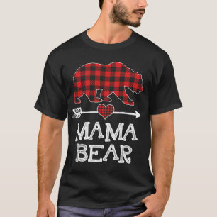 Camiseta Mãe Bear Natal Pajama Red Xadrez Buffalo Família