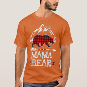 Camiseta Mãe Bear Natal Pajama Red Xadrez Buffalo Família