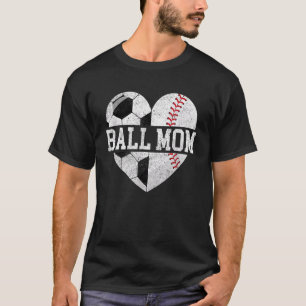 Camiseta Mãe Bola Coração Amor Gráfico Futebol Mãe Beisebol