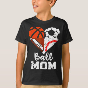 Camiseta Mãe Bola Coração Engraçado Futebol Basquete Beiseb