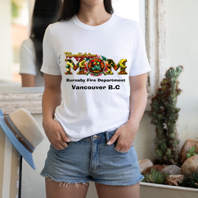 Camiseta Mãe bombeiro apoiando os heróis (Criador carregado)