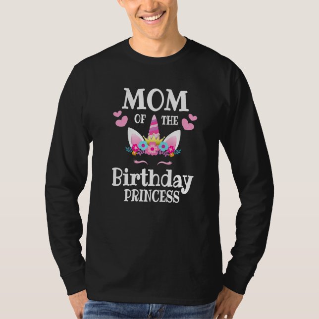 Camiseta Mãe Bonita Da Princesa De Aniversário Mo Mamãe Uni (Frente)