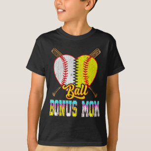 Camiseta Mãe Bônus de Ambos Metade de Beisebol Softbol Sorv
